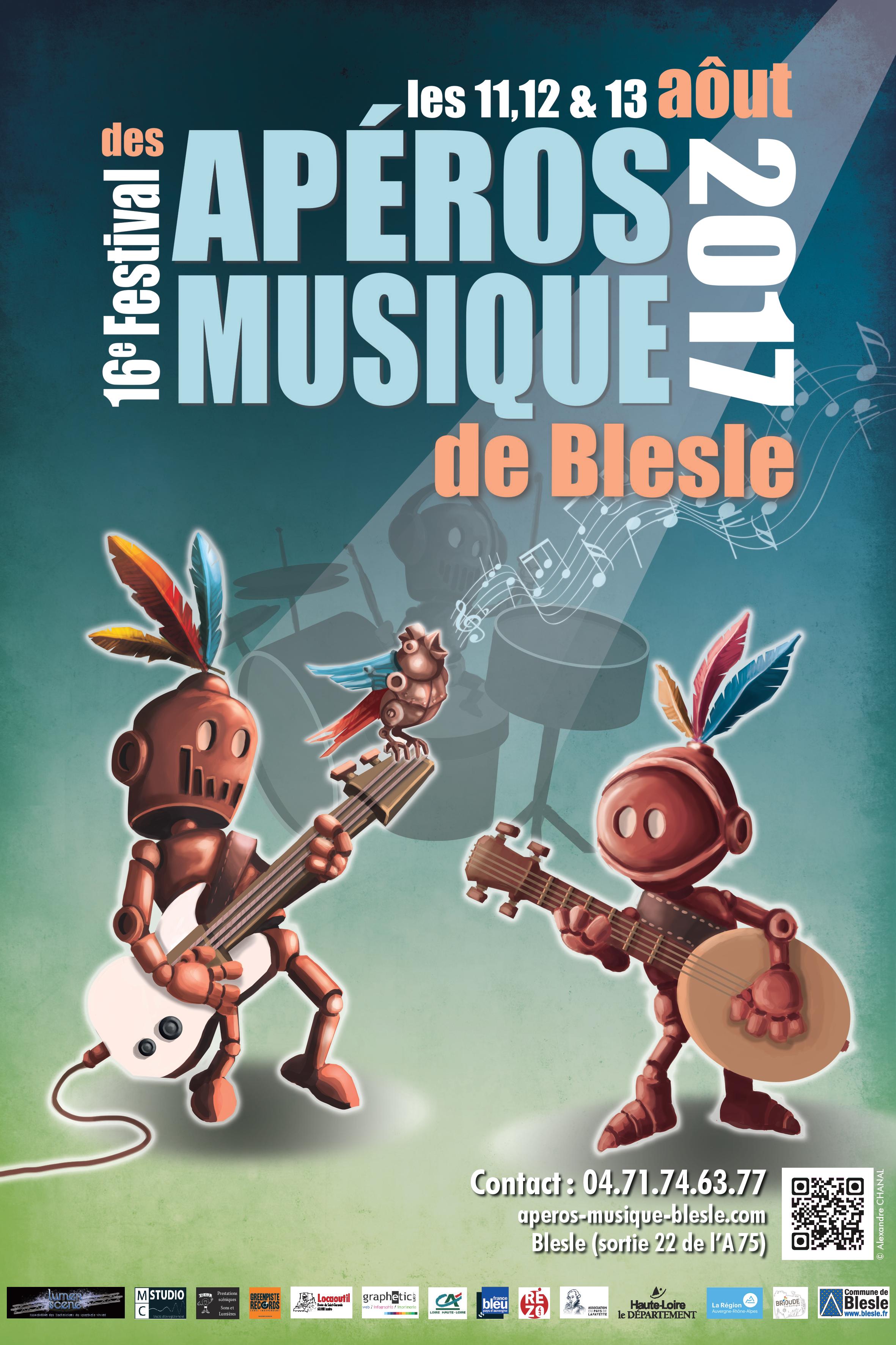 Affiche du Festival des Apéros Musique de Blesle, Auvergne 2017