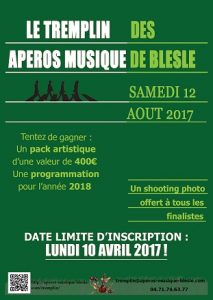 affiche concours Tremplin de l'association Les Apéros MUsique de Blesle, Auvergne 2017