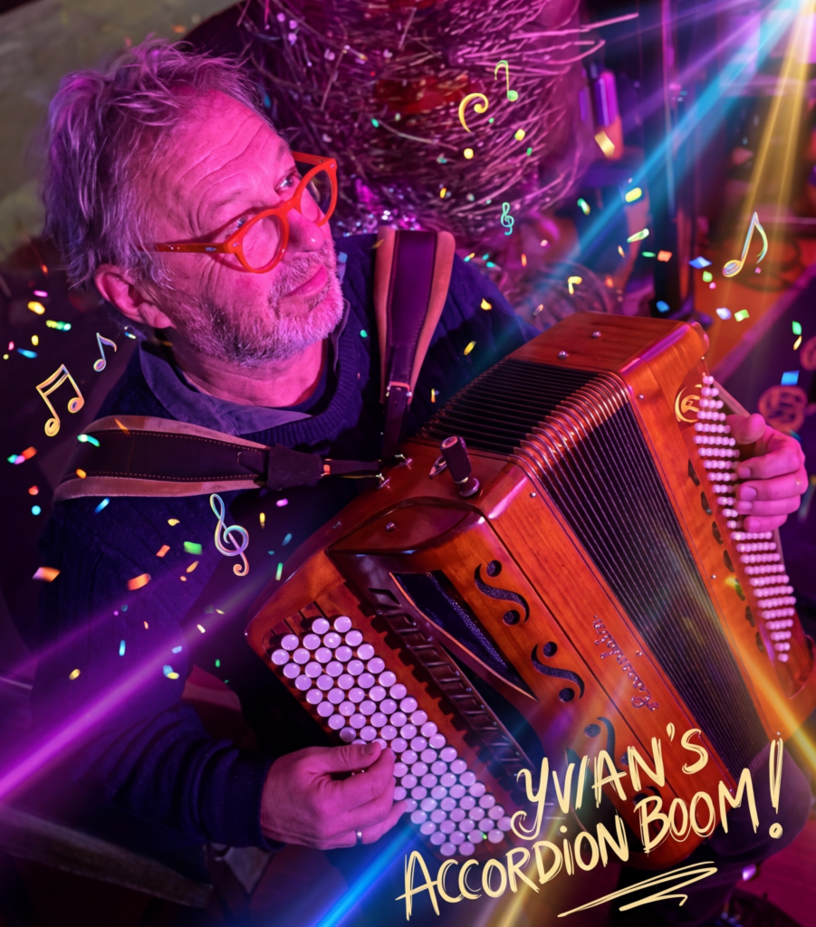 Visite musicale de Blesle avec Yvan et sonn accordéon